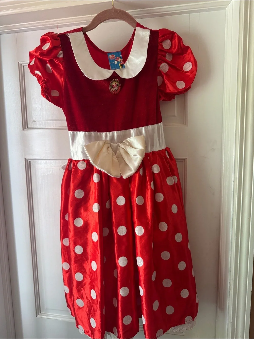 Disney Red Polka Dot Kids Costume Dress with White Bow